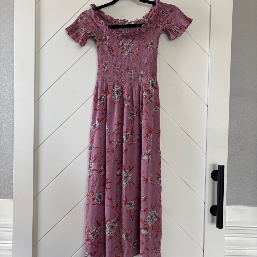 Anthropologie Kimchi Blue Floral Off-Shoulder Pink Dress
